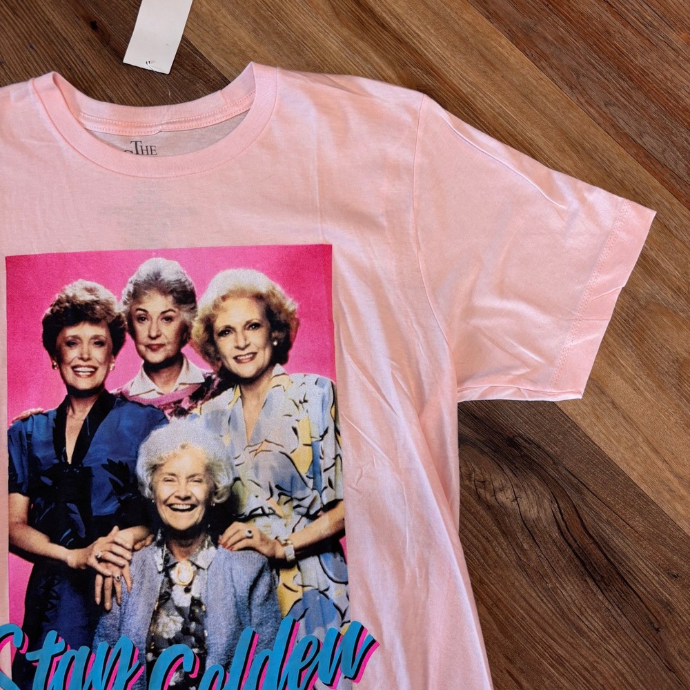 The Golden Girls Stay Golden Graphic Tee Pink Cotton Medium Unisex Shirt